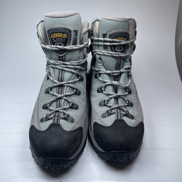 Asolo Gore Tex Voyager XCR Blue Tan Hiking Outdoors Trail Boots Womens Size 8.5 - Picture 3 of 16